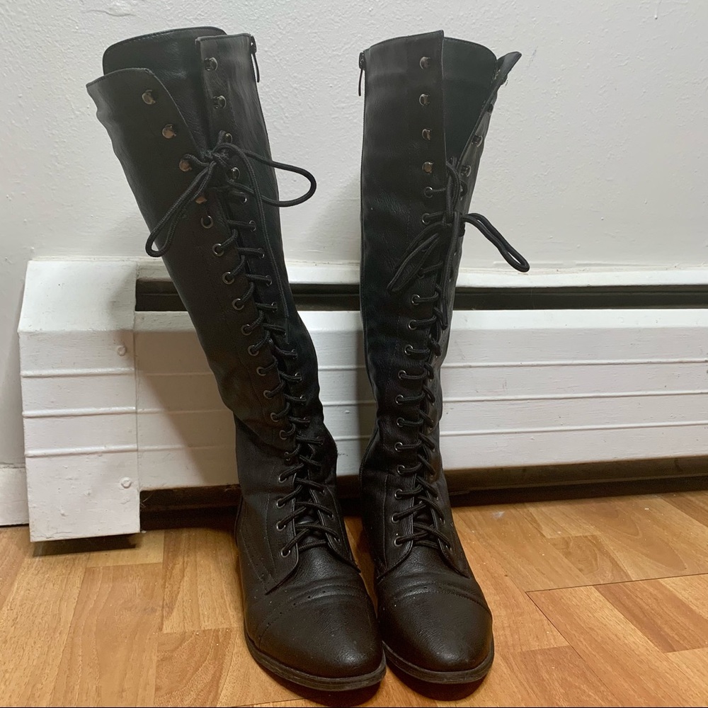 High Lace Up Combat Boots
